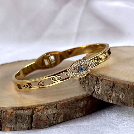 18K Gold Plated Bold Evil Eye Kada